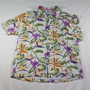 Tommy Bahama Tropical Floral Short-Sleeve Button-Up Shirt - Purple/Green